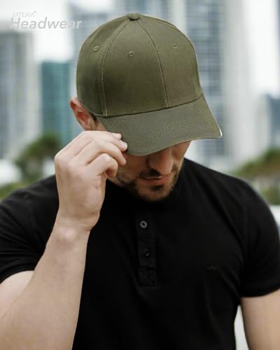Artexia Men's Premium Cotton Cap - Women's Cap - Men's Baseball Cap Army Green