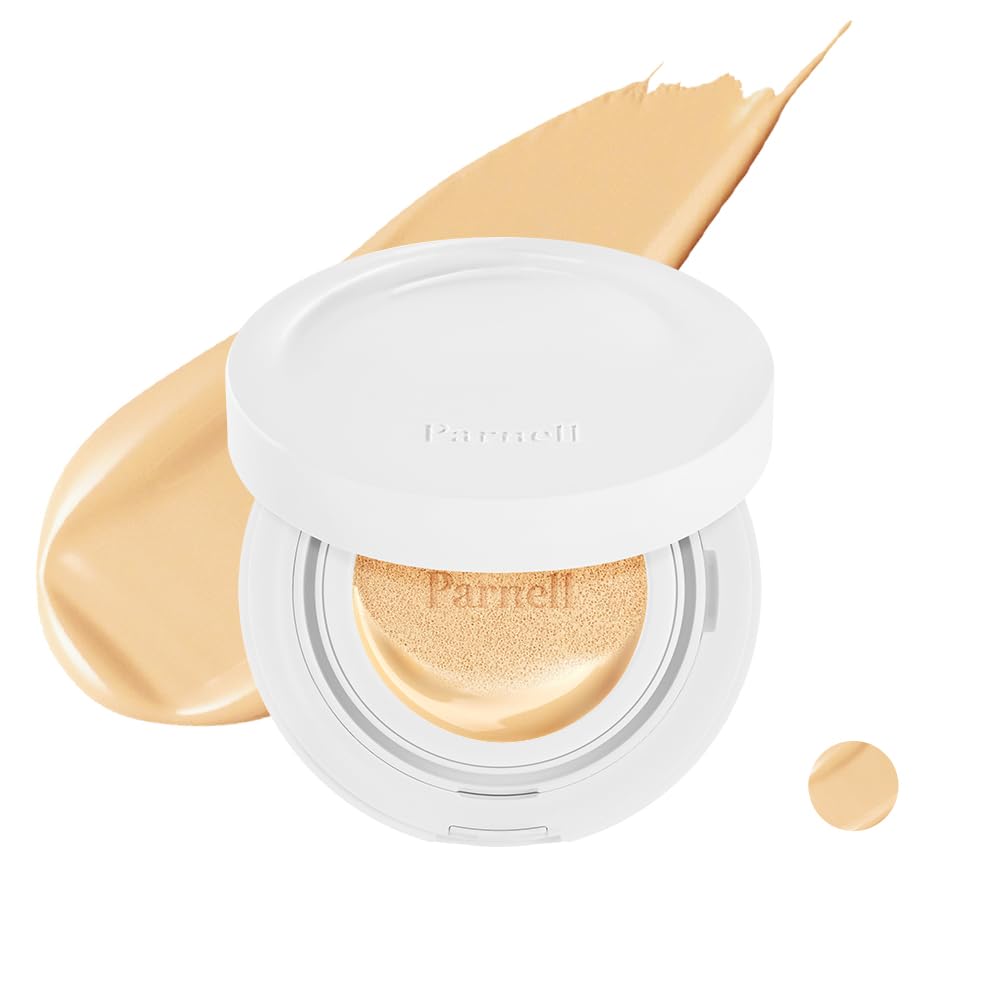 Parnell Cicamanu Serum Cushion - Moisturizing Foundation for Soothing, Coverage, Glass Skin and Lightweight for Sensitive and Dry Skin Pearl Skin (0.52 Fl Oz) (#21 Fair Ivory)