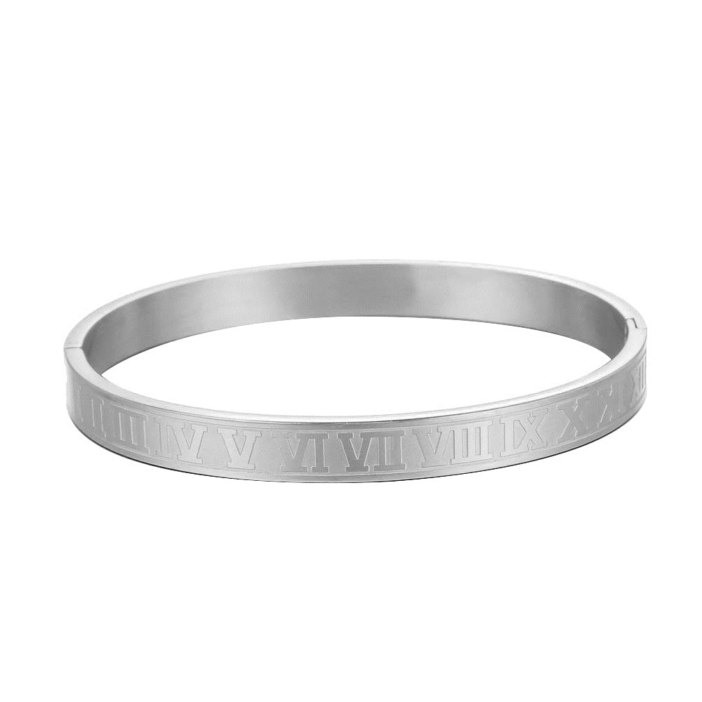 AIKESIWAI Roman Numeral Series Glossy Bracelet, Fashion Three-Color Number Bracelet for Men and Women (MAN-S)
