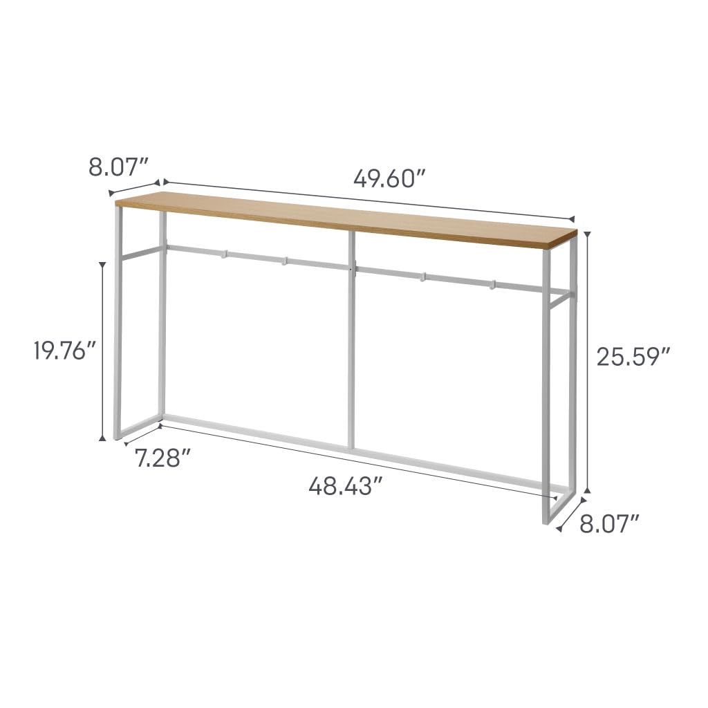 Yamazaki Home Tower Long Console Table For Entryway Or Hallways, Narrow Behind Sofa Table With Wooden Top - Open, 26" - Steel