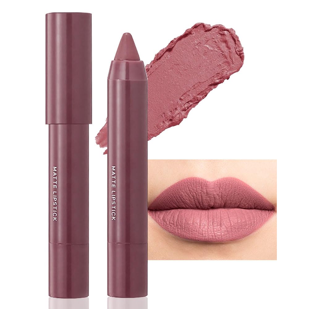 BINGBRUSH Crayon Matte Longwear Lipstick Pack Set,Moisture Smooth Color Stick Ultimate Lip Crayon for Makeup Collection - Waterproof Velvet Lipgloss (07#, 1 Count (Pack of 1))