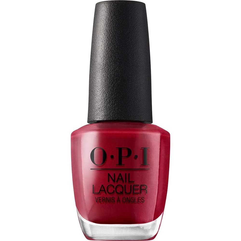 OPI Nail Lacquer Chick Flick Cherry | Opaque Dark Red Crème Chip Resistant Nail Polish | Vegan, Fast Drying, Streak Free