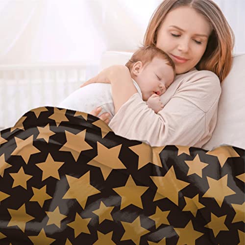 FAMEMBERPERS Pentagram Stars Throw Blanket Fuzzy Cozy Microfiber Fleece Super Soft Sherpa Blankets for Home Couch Bed and Sofa Car Camp… (Black, 60"×80")