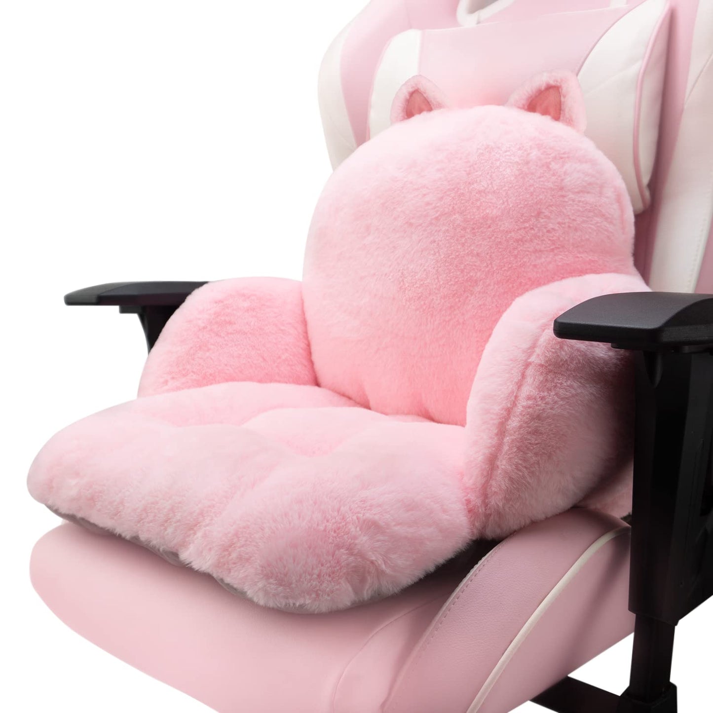 Cute Chair Cushion, Soft Seat Cushions for Office Desk, Kawaii Chair Pillow for Gaming, Comfy Floor Seating for Adults, Bedroom Playroom Dining Living Room Decor, 17"x16.5", Black Cat