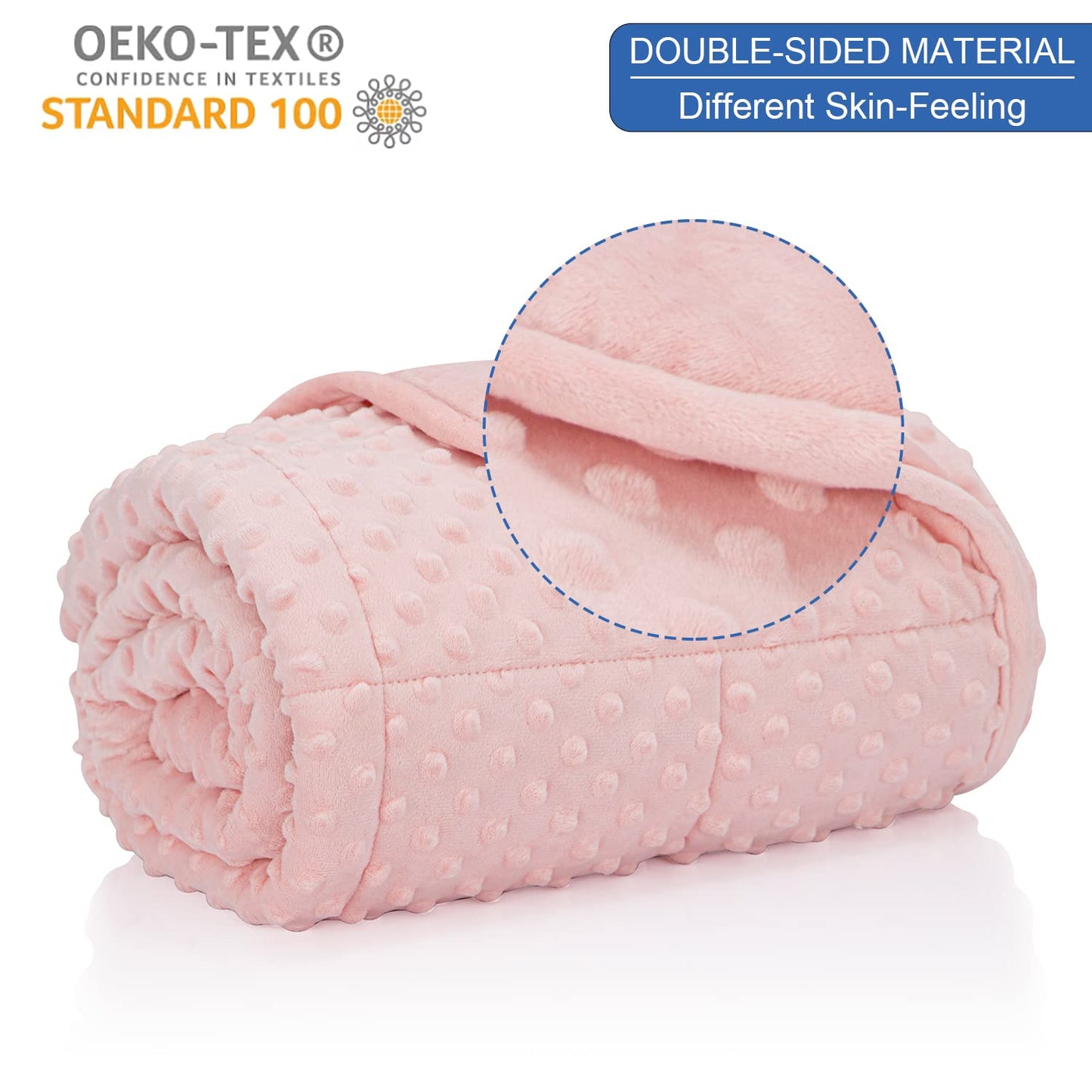 Huloo Sleep Kids Weighted Blanket Twin 7lbs (41"×60",Pink) Breathable Soft Minky Weighted Throw Blanket for All Season,Heavy Blanket with Premium Glass Beads