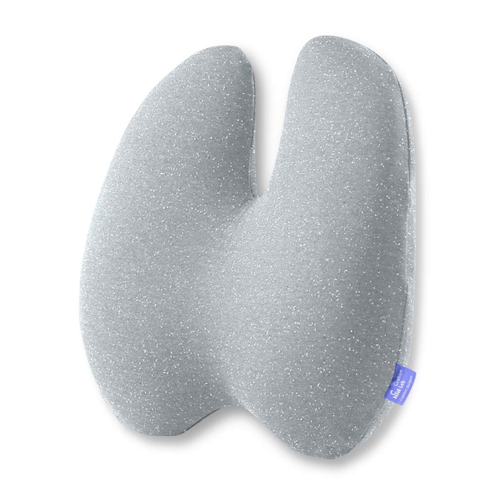 C CUSHION LAB Extra Dense Lumbar Pillow - Patented Ergonomic Multi-Region Firm Back Support for Lower Back Pain Relief - Lumbar Support Cushion with Strap for Office Chair, Car, Sofa, Plane - Grey