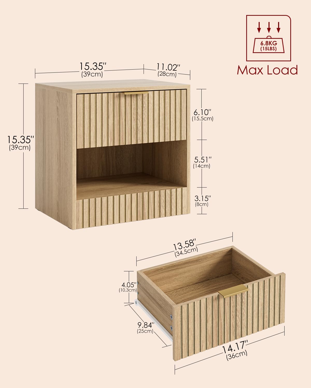Apetaccat Tiny Night Stand Small Night Stand Modern Bedside Table,Side End Table for Bedroom,Living Room,Office(Natural)