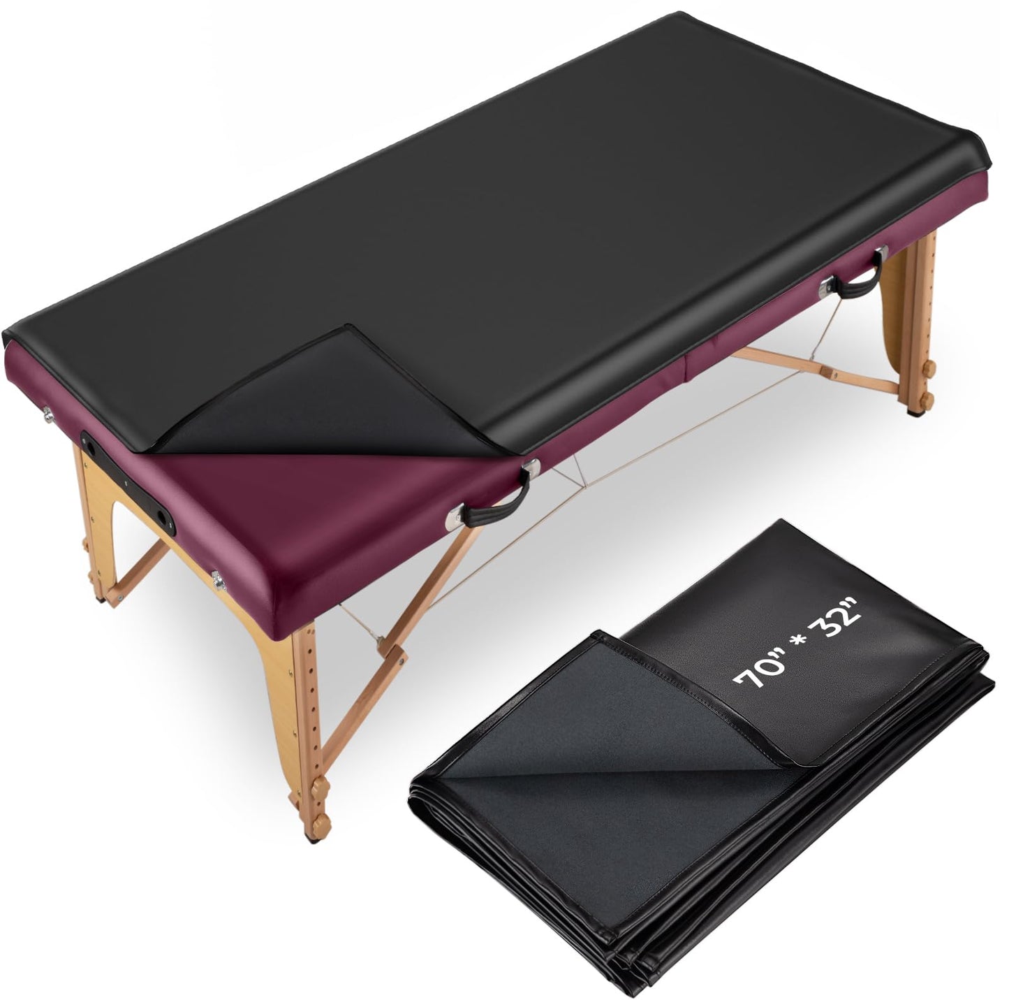 Noverlife 70x32in Massage Table Cover Protector, PU Leather Wax Bed Cover for Esthetician Massage Table Pad, Vinyl Replacement Cover Protector Waterproof Reusable Spa Bed Cover for Beauty Salon Tattoo