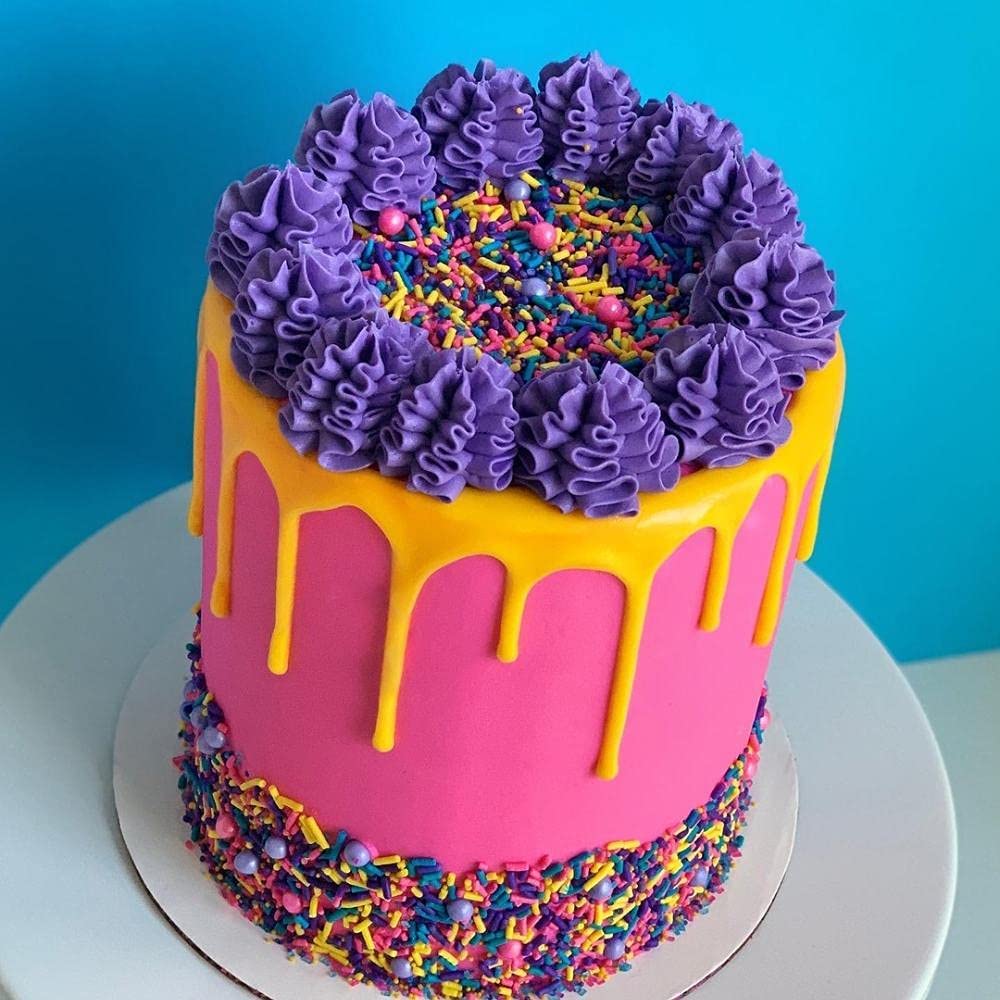 Sprinkles for Cake, Cookie, Cupcake Decorating, and Baking - Fancy Edible Cake Sprinkles and Toppings in Yellow Jimmies, Purple Nonpareils, Pink and Blue Sugar Pearl Sprinkles for Donuts, Cookies