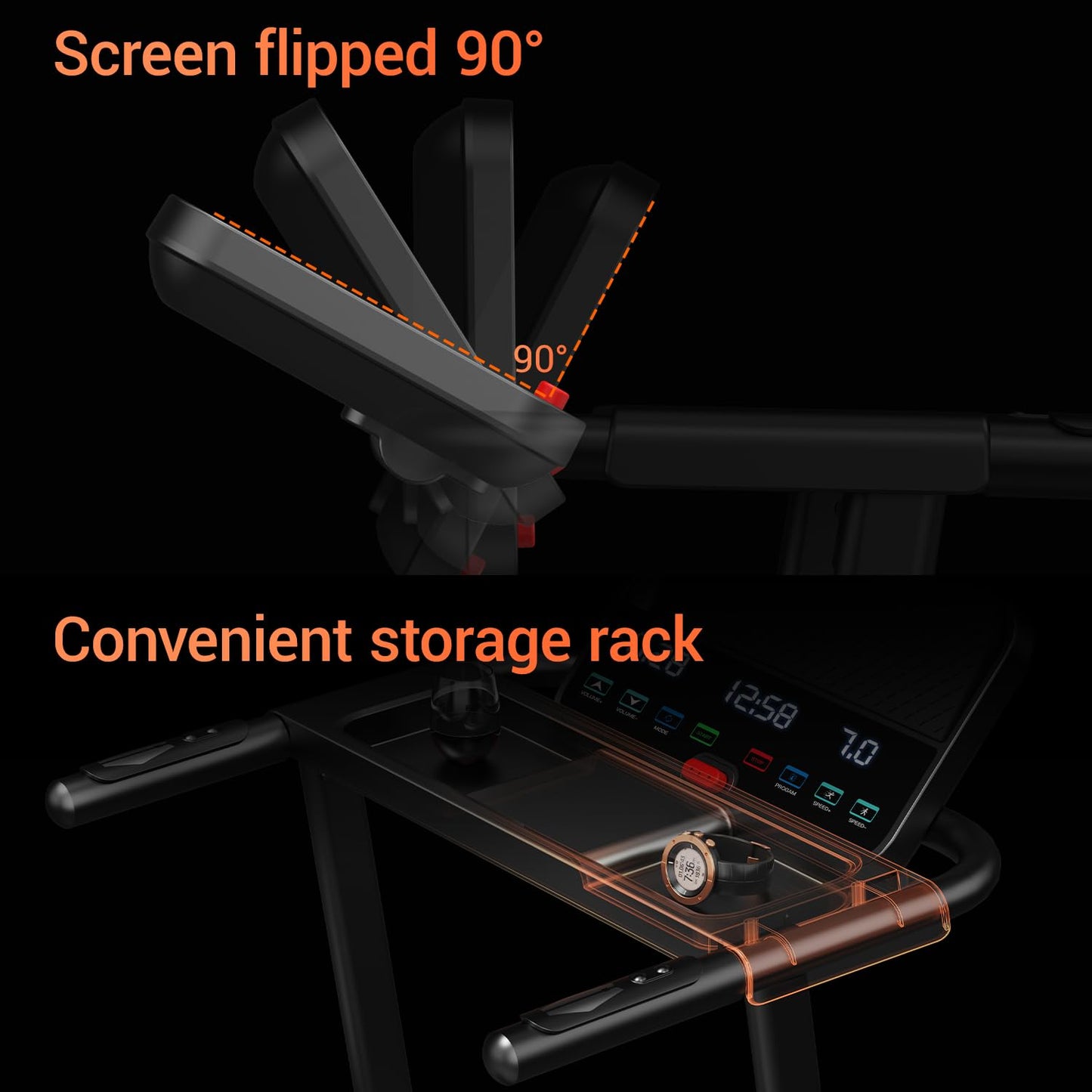 LONTEK Treadmills for Home, 3.0HP Quiet Brushless Folding Treadmill with Heart Rate Sensor, Silicone Damping System, 300lbs Weight Capacity, Holder for Cup&Phone