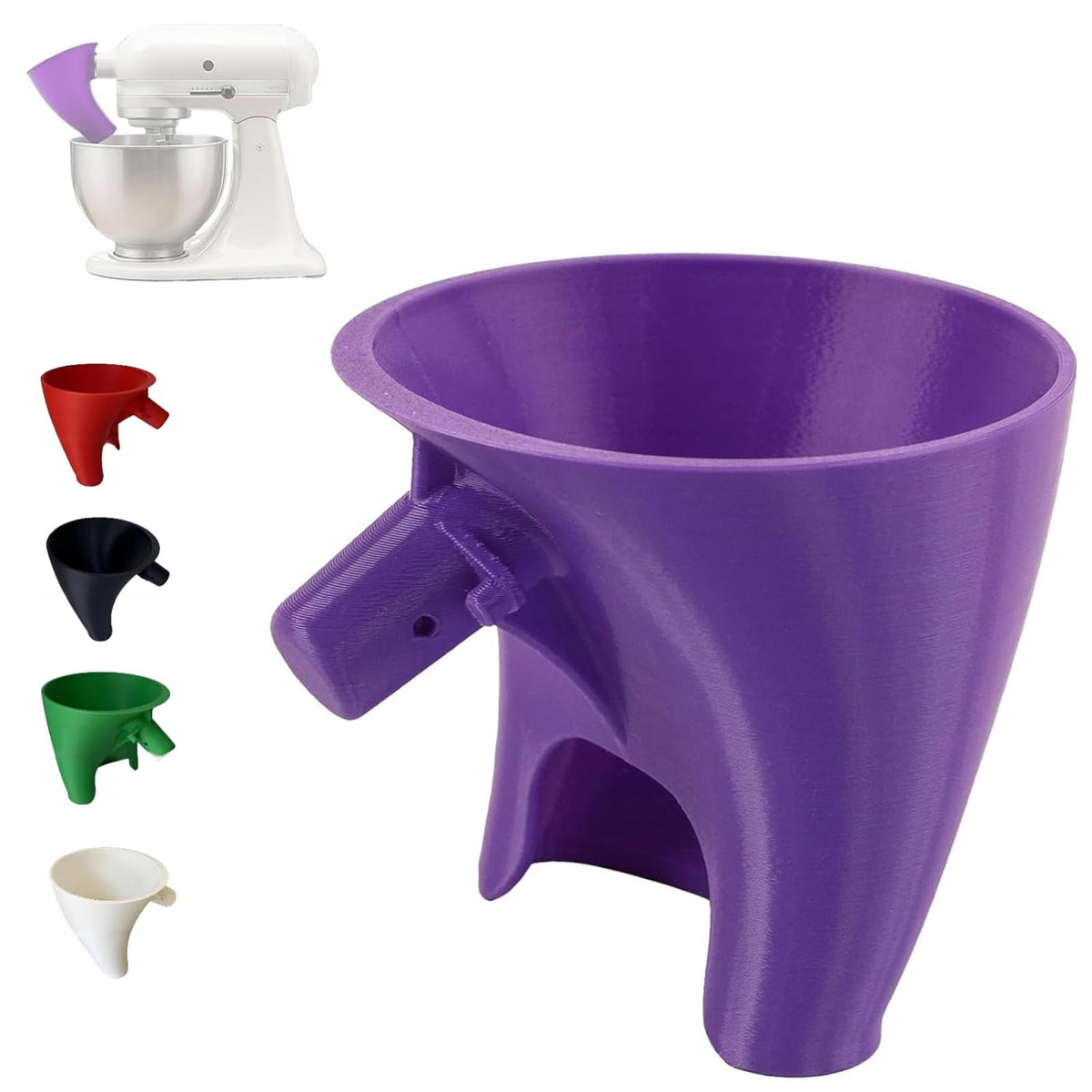 Flour Funnel for Kitchen Aid Mixer – Stand Mixer Attachment for KSM150 5-Quart Tilt-Head, Easy-Pour No-Mess Baking Tool, Fits Flour, Sugar & Egg Liquid, (White)