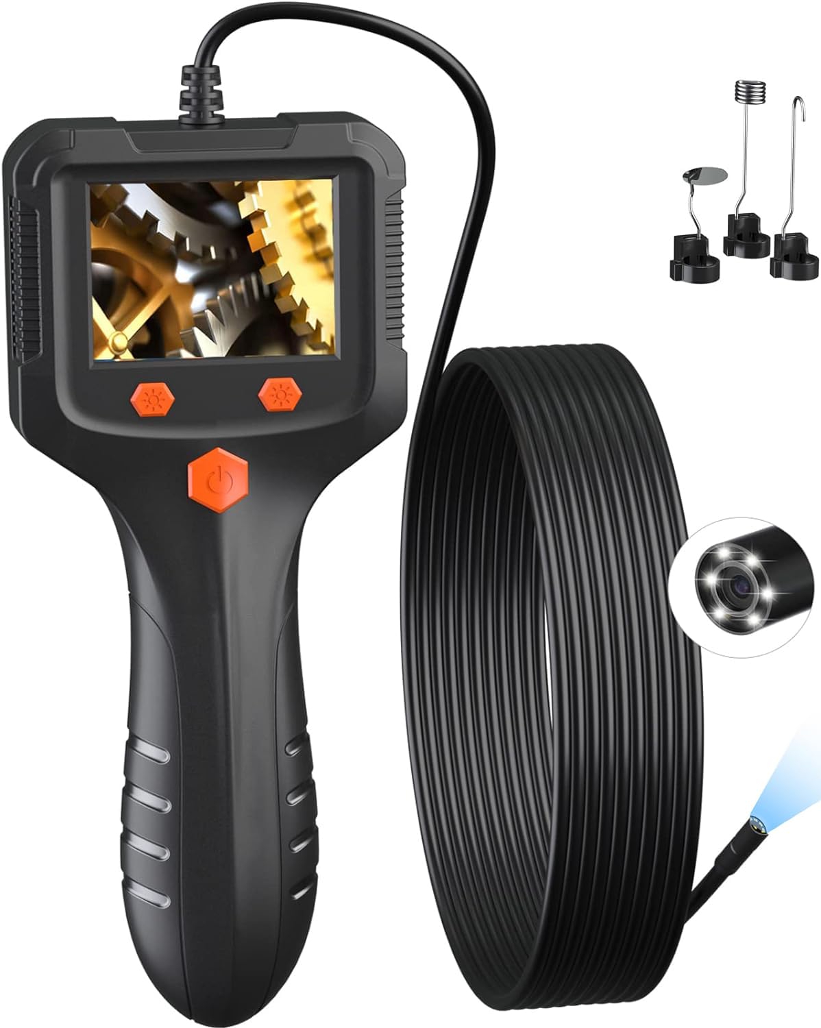 Daxiongmao Borescope,Endoscope Camera with Light, 1080P HD Borescope Tools with 8 Adjustable LED Lights, Endoscope with 16.4ft Semi-Rigid Snake Camera, Gadgets for Men(2.4“)