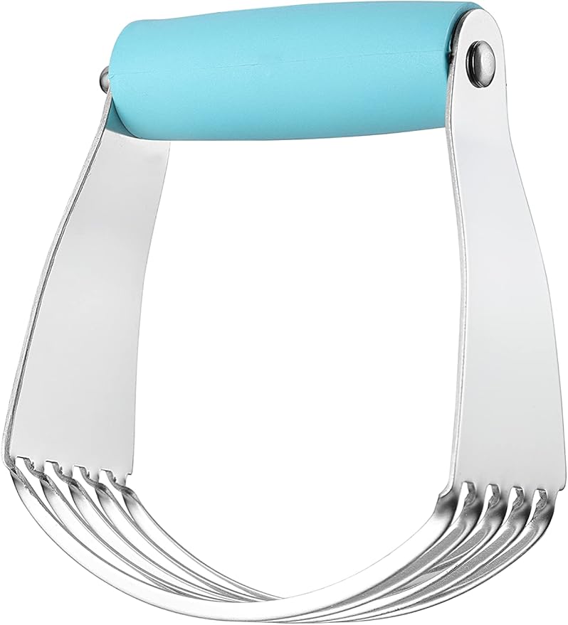 Spring Chef Dough Blender, Top Professional Pastry Cutter, Heavy Duty Baking Tool with Stainless Steel Blades, Medium Size, Aqua Sky