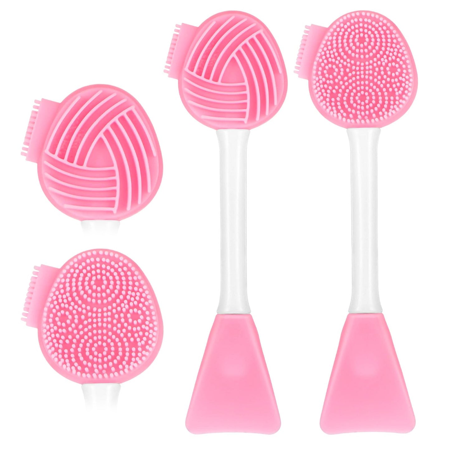 JIEYAO 2Pcs Silicone Face Scrubbers, Face Mask Brush Face Mask Applicator Exfoliating Lip Brush Facial Cleansing Brushes with Bristles Exfoliator Blackhead Skin Care Tool for Women