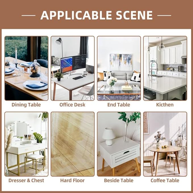 Warmstar Clear Table Cover Protector 40 x 120 Inch,1.5mm Thick Plastic Table Cover Rectangle,PVC Clear Table Protector,Desk Protector Mat for Kitchen, Dresser, Writing Desk,Dining Room Table