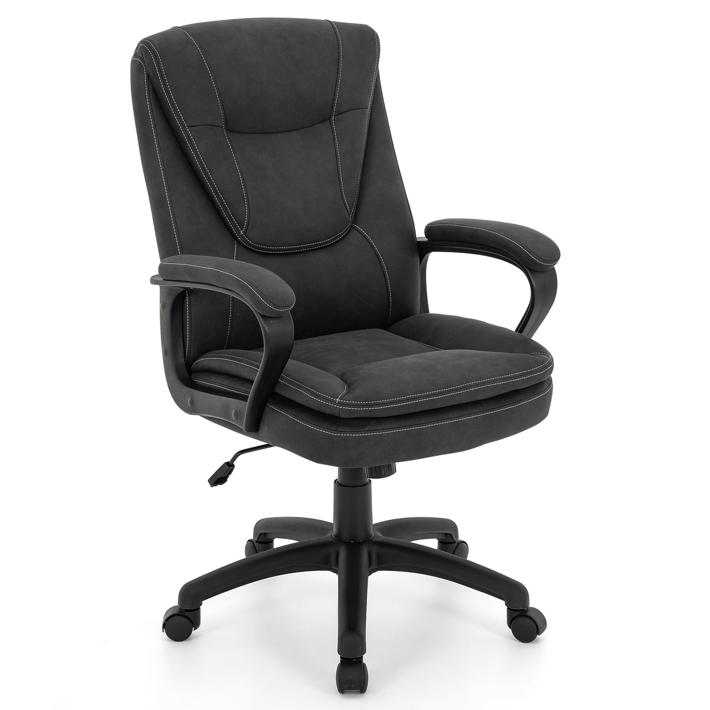 422 High Back Executive Office Chair with Lumbar Back Support Back Breathable Leathaire Ergonomic Computer Chair with Padded Armrests and Wheels, Premium Double Cushion(Black)
