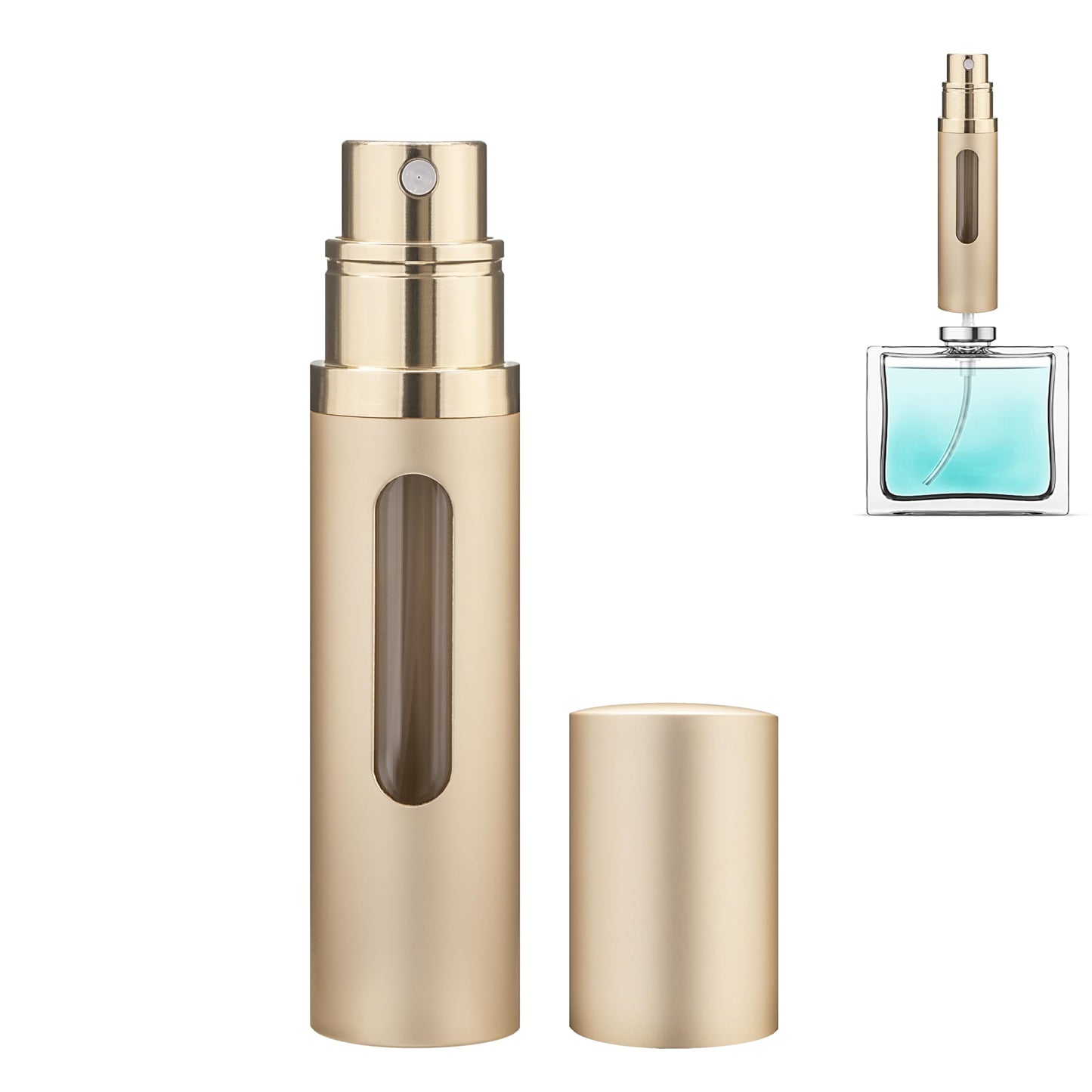 Qavhun Refillable Perfume Atomizer Travel Bottle 5ml Leakproof Luxury Travel Perfume Refillable Bottle, Portable Perfume Atomizer (Gold)