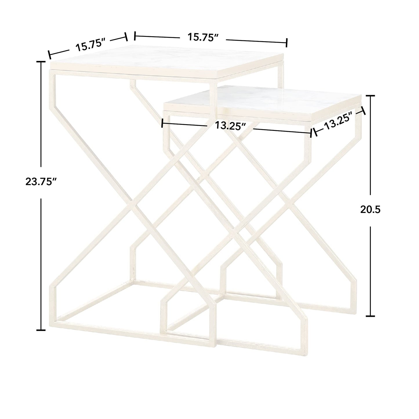 FirsTime & Co. Gold Mackenzie Marbleized Nesting End Table 2-Piece Set, Side Table, Night Stand, Metal and Wood, 15.75 x 15.75 x 23.75 inches