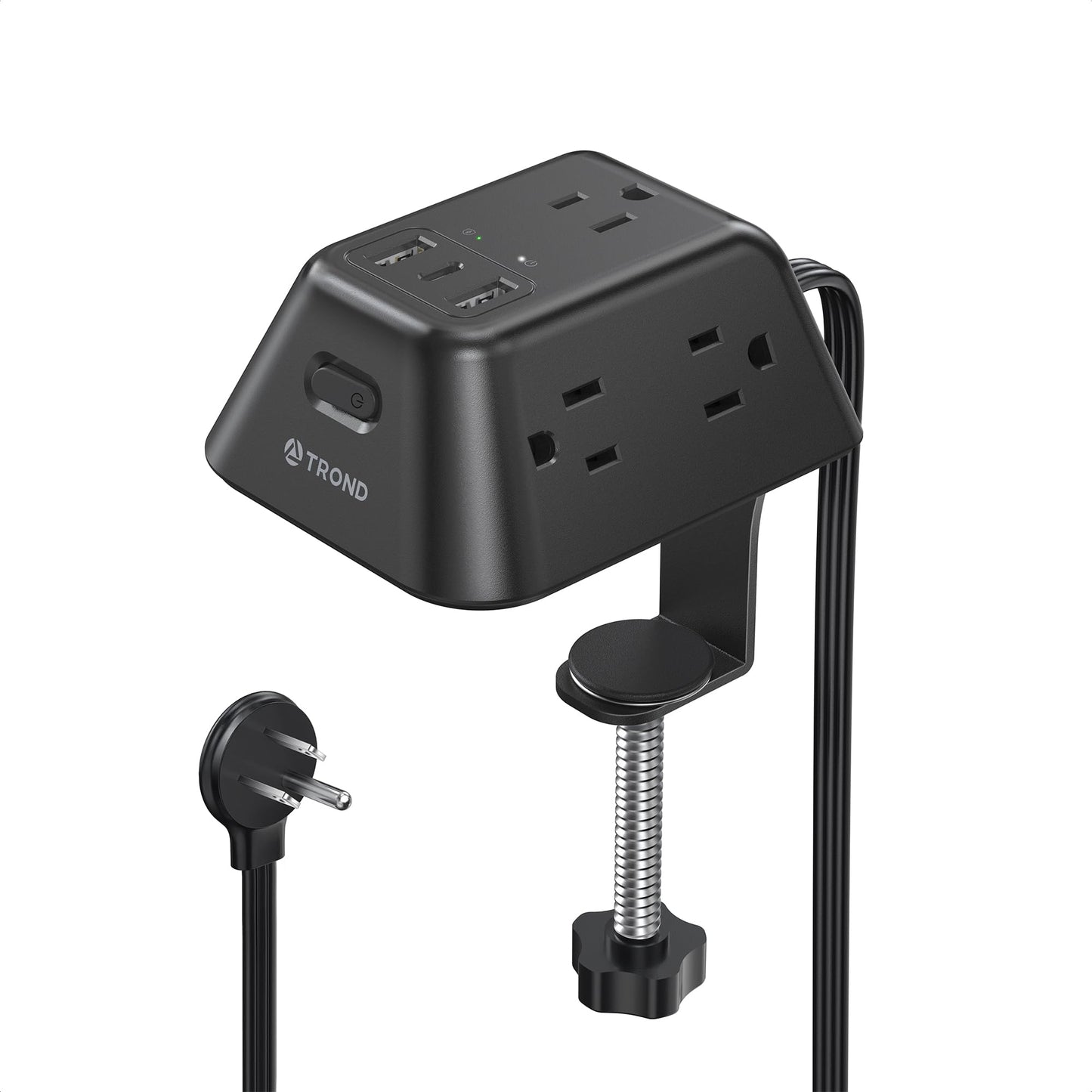 Desk Clamp Power Strip, Surge Protector with 5 AC Outlets and 3 USB Ports, Desk Mount Charging Station, Fit 1.97in Tabletop Edge Thick, 6FT Extension Cord, for Home Office Gaming Accessories