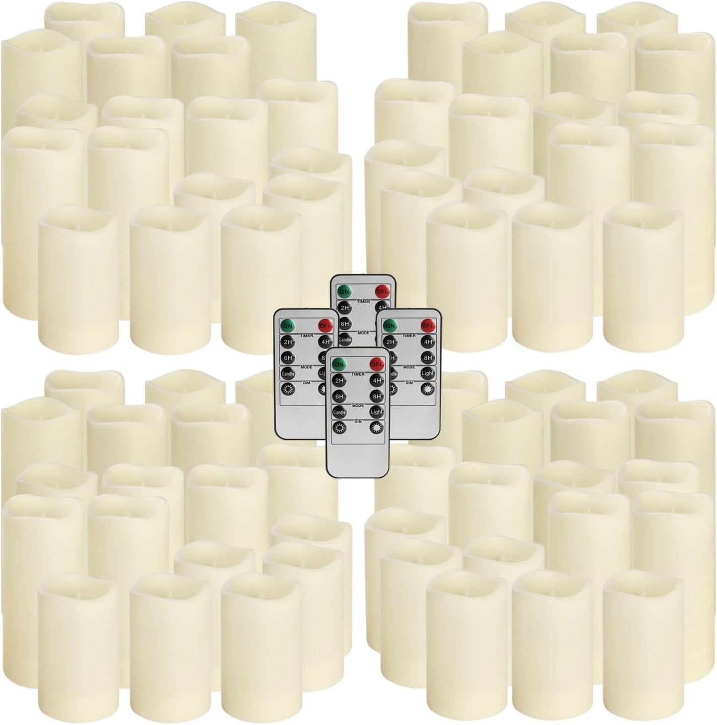 Enpornk Set of 72 Flameless Led Battery Opeated (D2.2'' x H4''5''6'') Waterproof Outdoor Indoor Candles with 10-Key Remotes and Cycling 24 Hours Timer