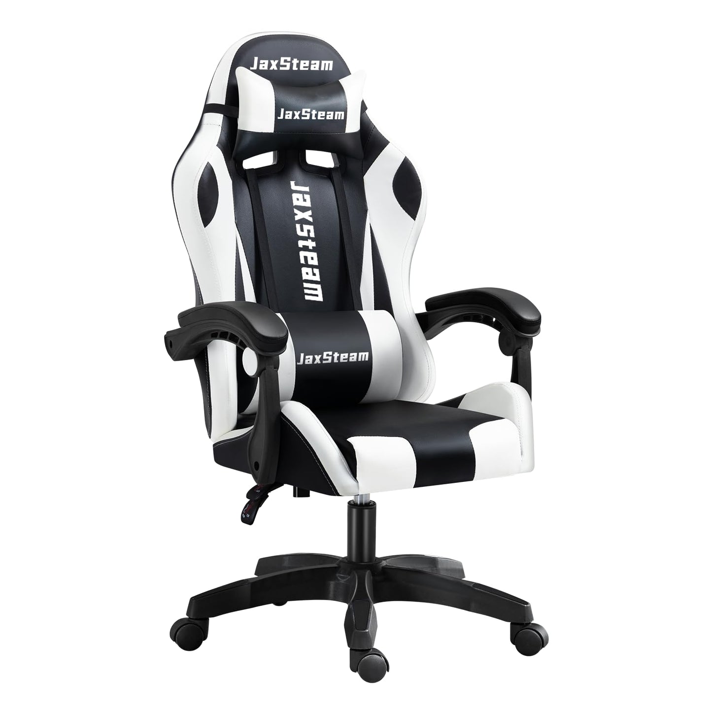 JaxSteam Gaming Chair Office Chair High Back Computer Leather Desk Chair Racing with Swivel with Headrest and Lumbar (White, 06)