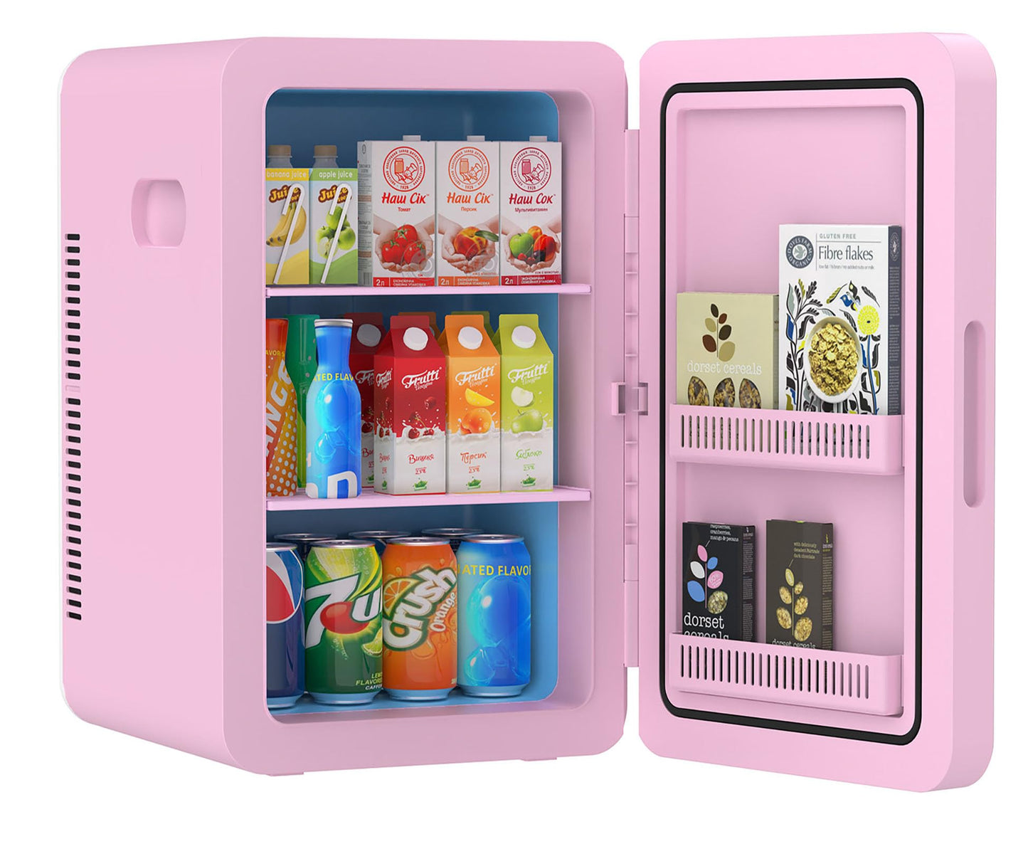 advwin 22L Mini Fridge for Bedroom, 30 Cans Portable Cooler & Warmer Compact Refrigerators with AC/DC Power for Skin Care, Beverage, Cosmetics, Food, Drinks, Office Desk Dorm Room, Peach Pink