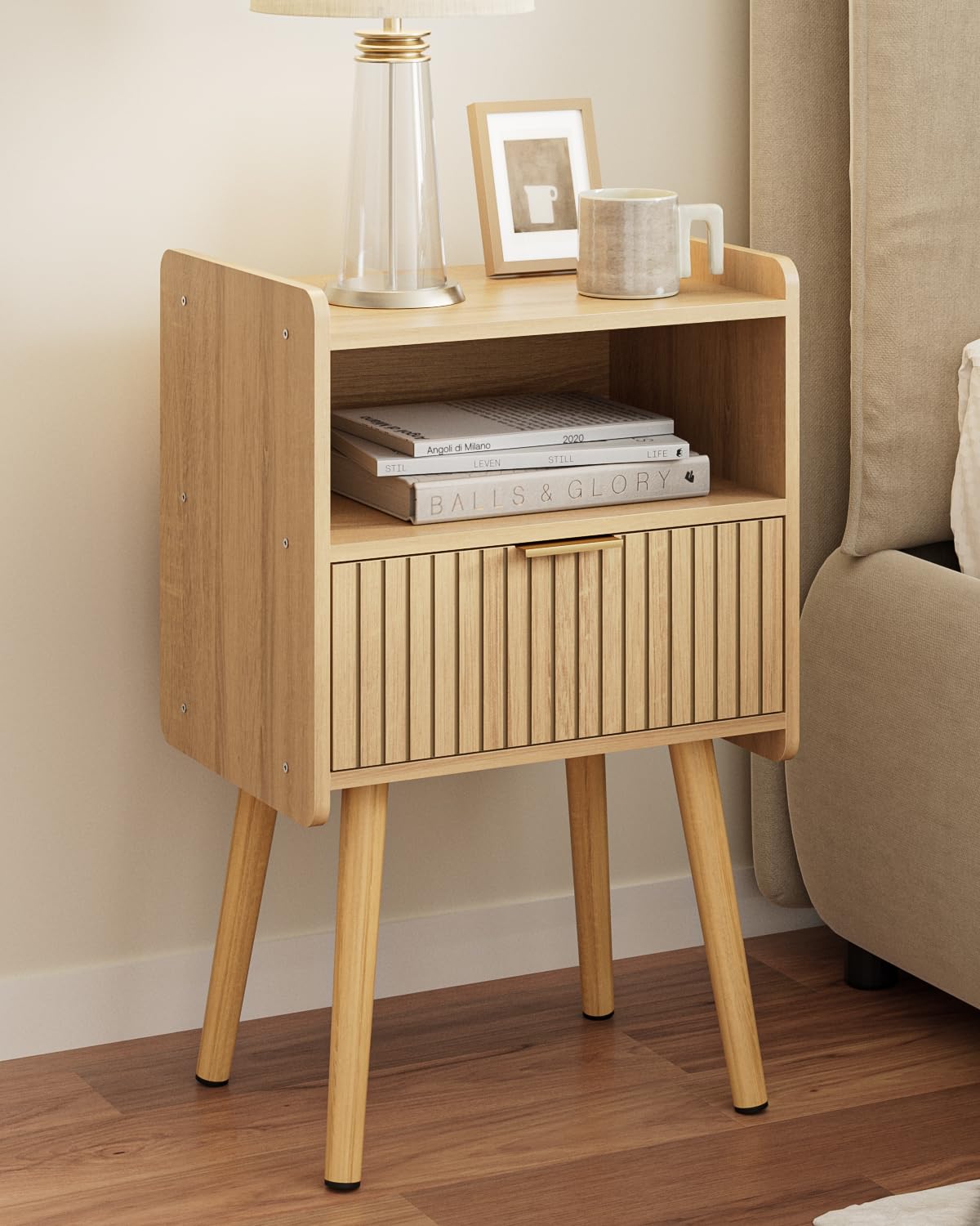 Apetaccat Night Stand, Modern Side Table, Small Nightstand, Wood Bedside Table with Storage Drawer End Table for Bedroom,Living Room,Office,Oak