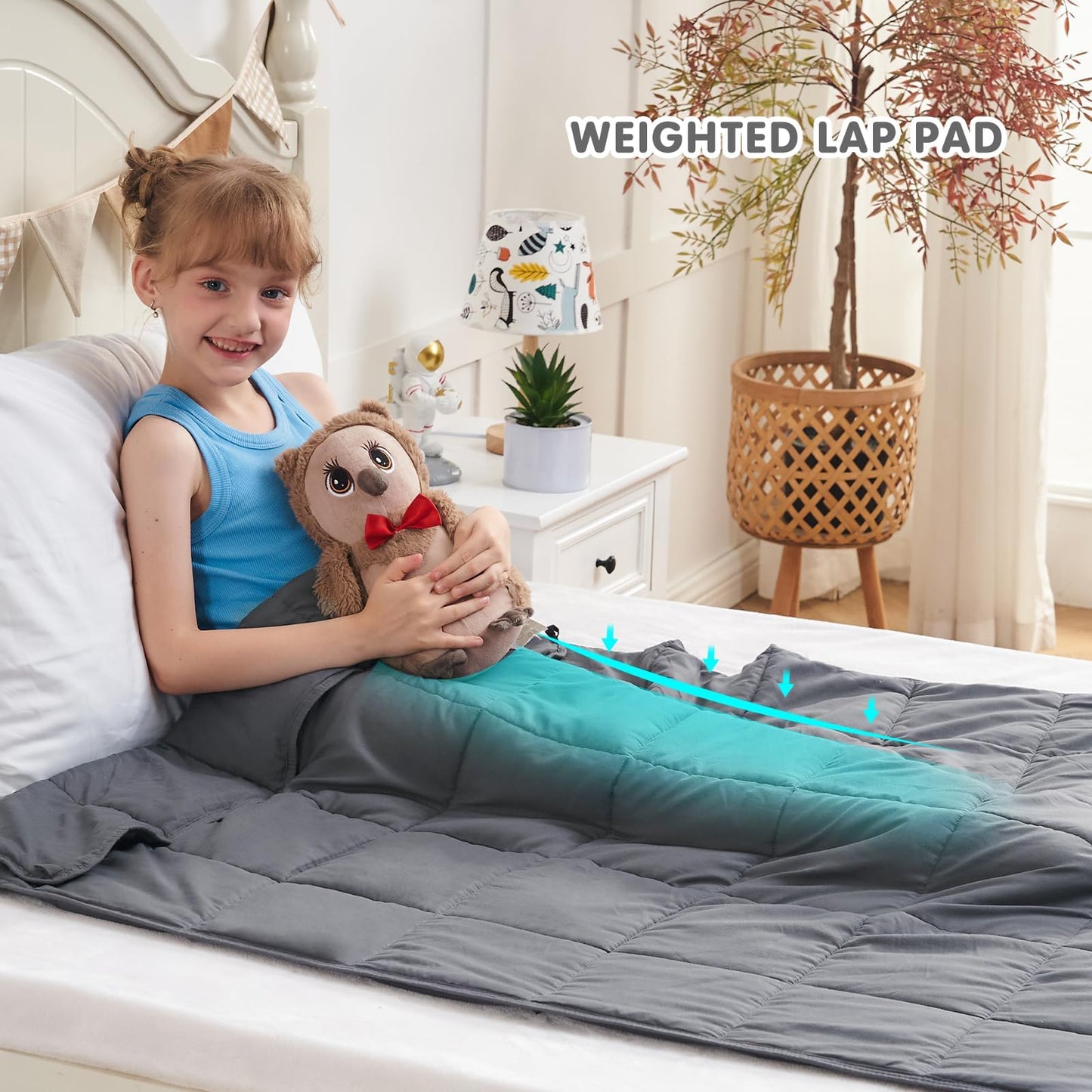 yescool Weighted Blanket 5 Pounds Cooling Weighted Lap Blanket, Grey Heavy Blankets, Washable Weighted Throw Blanket for 40-60lbs, 36"x48"