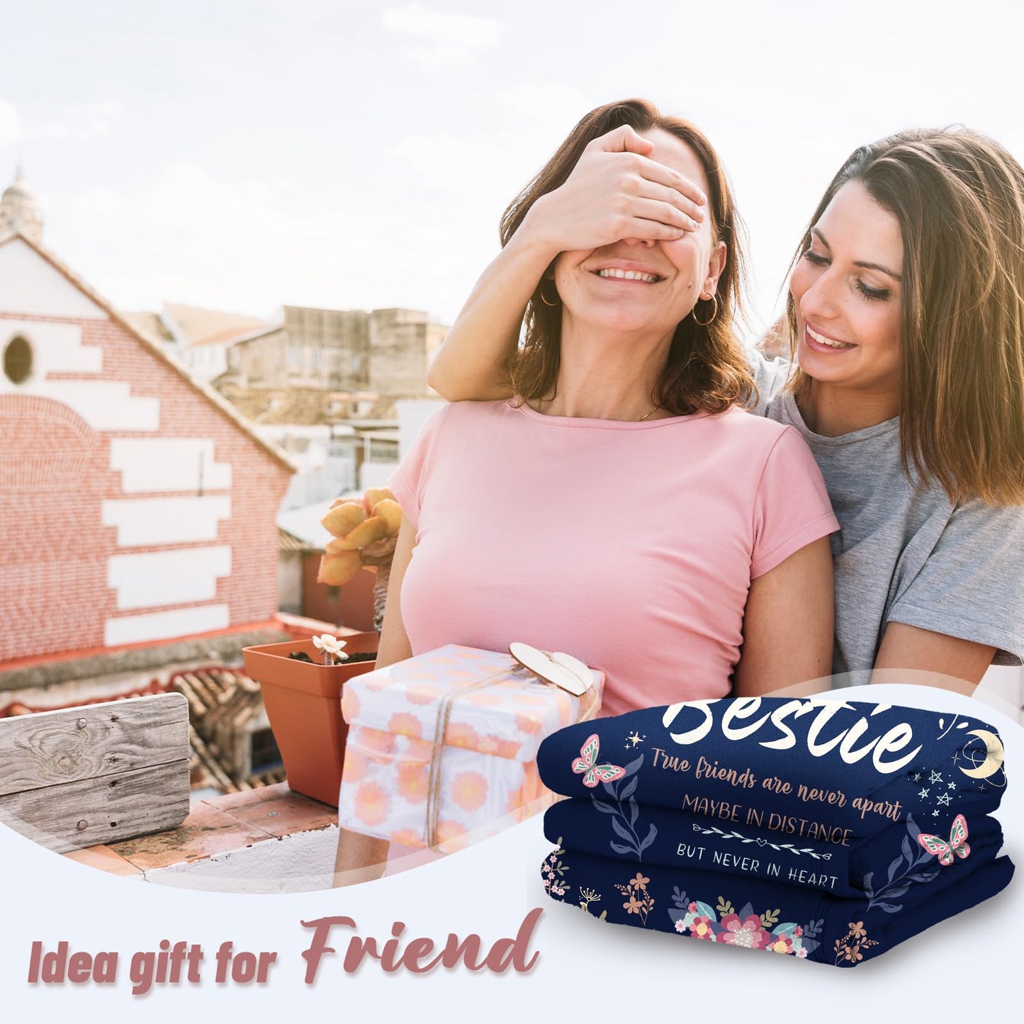 Bestie Gifts for Women on Christmas - Best Friend Blanket Gift 60 x 50 Inch - Bestie Gift, Best Friend Happy Birthday Gifts - Friendship Flannel Throw Blanket Thinking of You Far Away Gifts