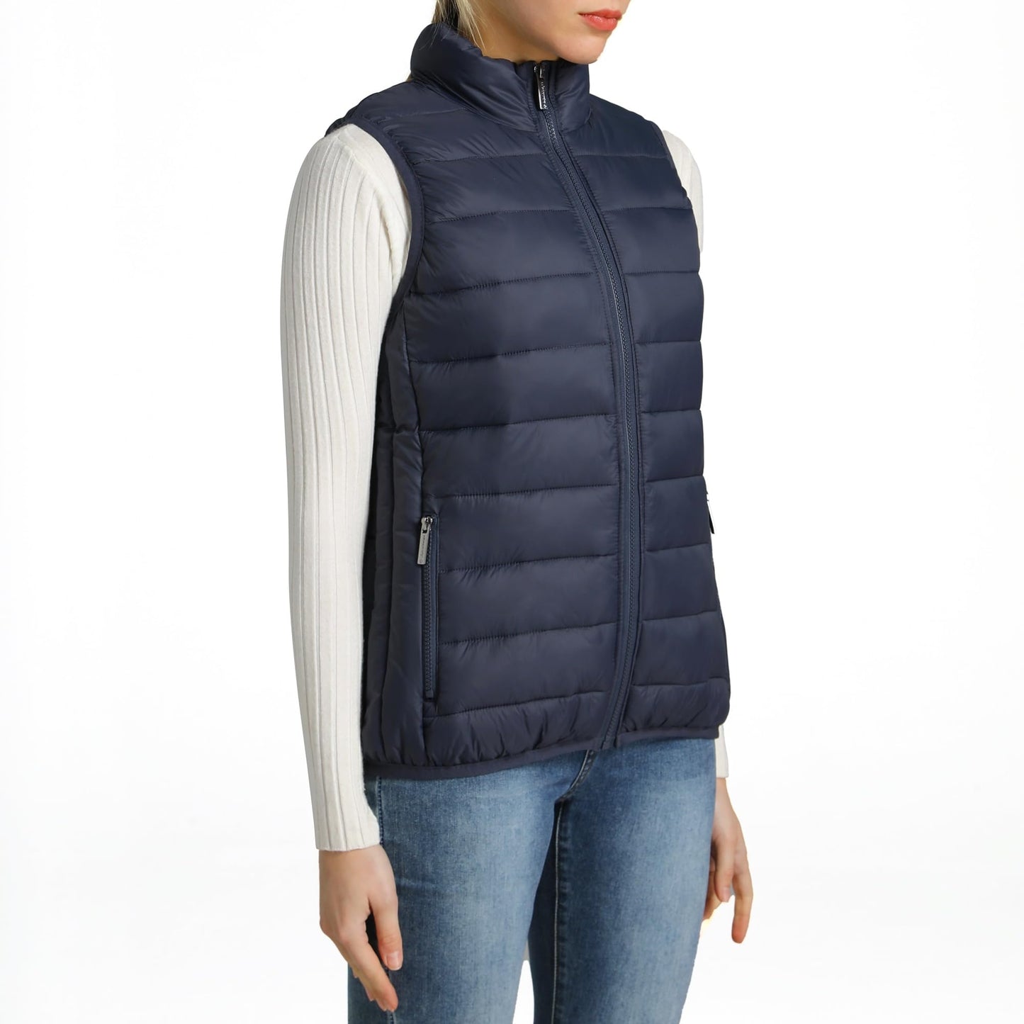 Alpine Swiss Jodie Womens Puffer Vest Insulated Vest Jacket Water Resistant Zip up Pockets Versatile Layer Outerwear NVY 2XL