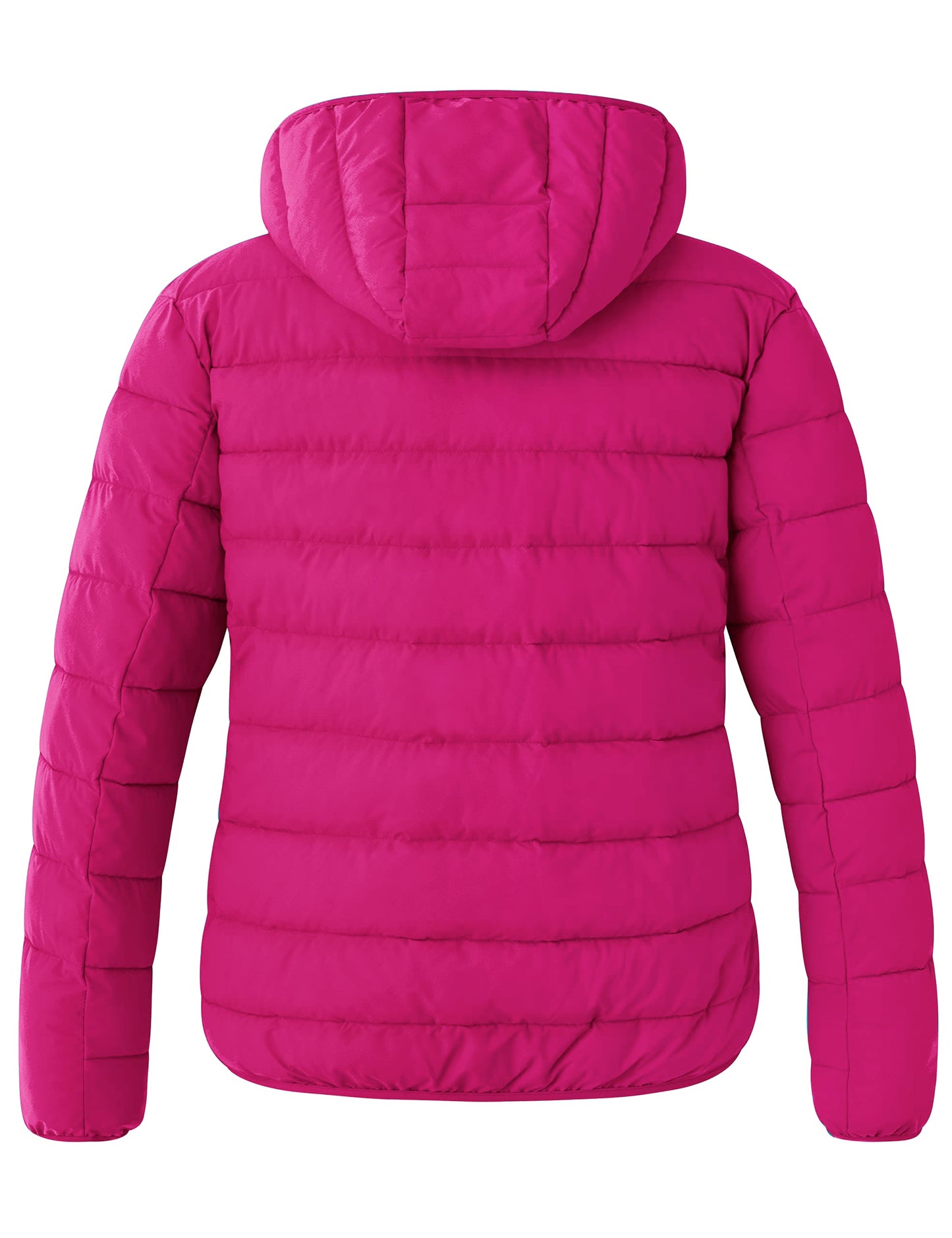 wantdo Plus Size Puffer Jacket Women Quilted Hooded Winter Coats Rose Red 3X