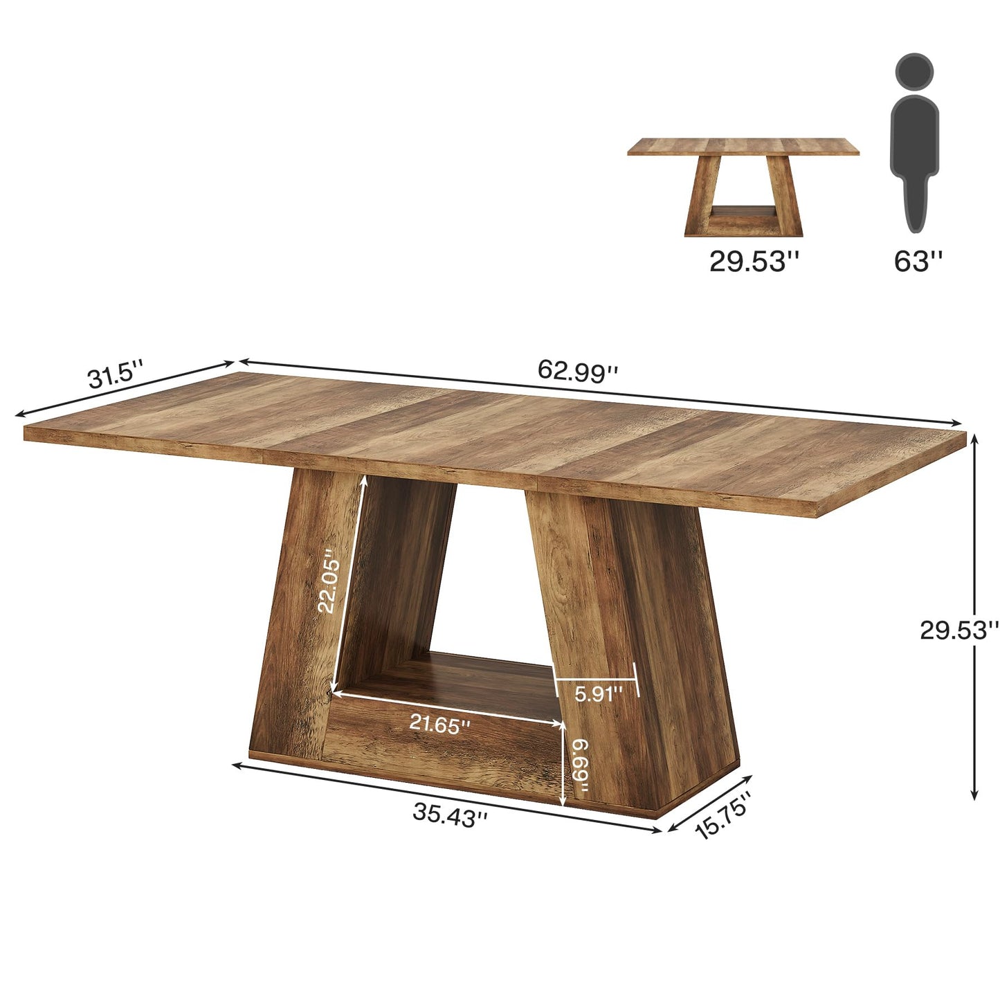 Tribesigns Farmhouse Computer Desk, 63-Inch Large Office Desk Workstation, Simple Style Executive Desk Study Table with Sturdy Base, Wooden Writing Desk for Home Office, Rustic Brown