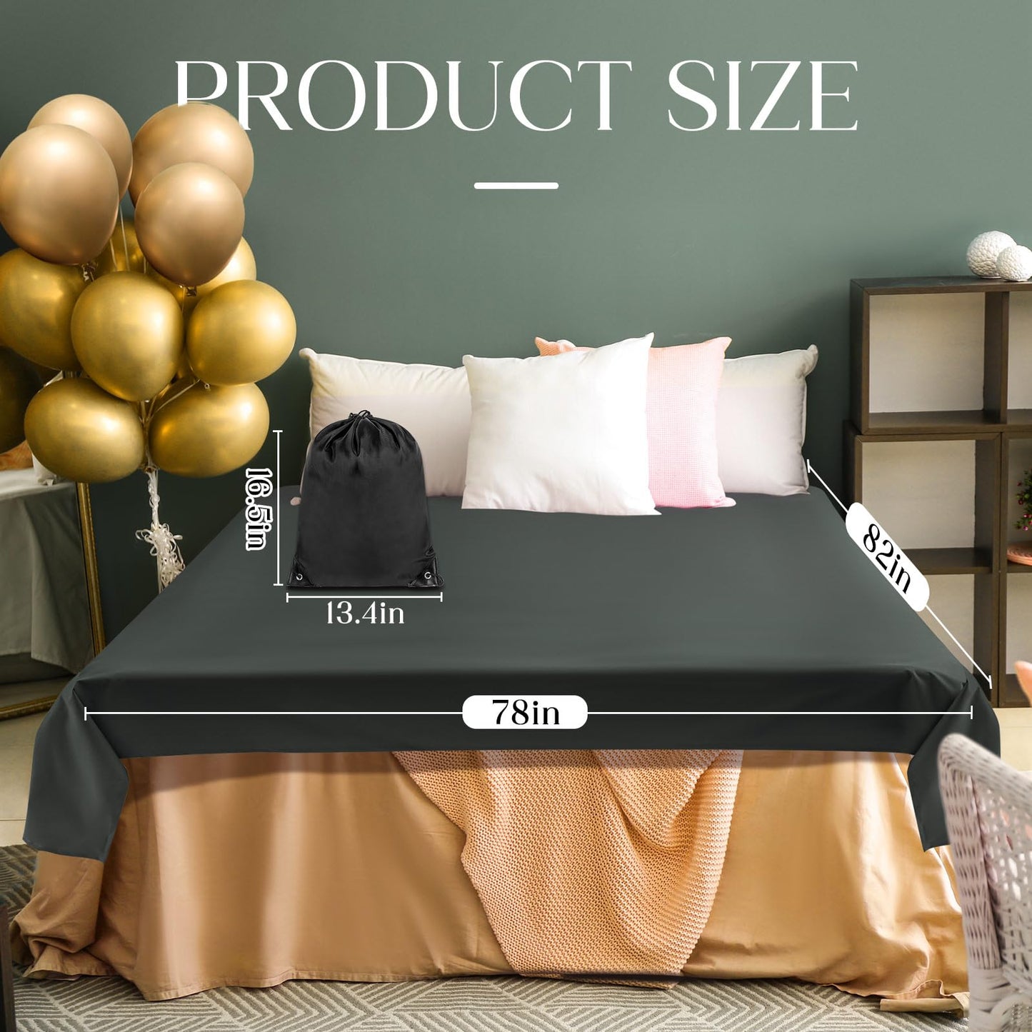 Tisancy Love Black Waterproof Bed Blanket Queen Size 78'' x 82'' Mattress Protector Blanket with Storage Bag for Comfort