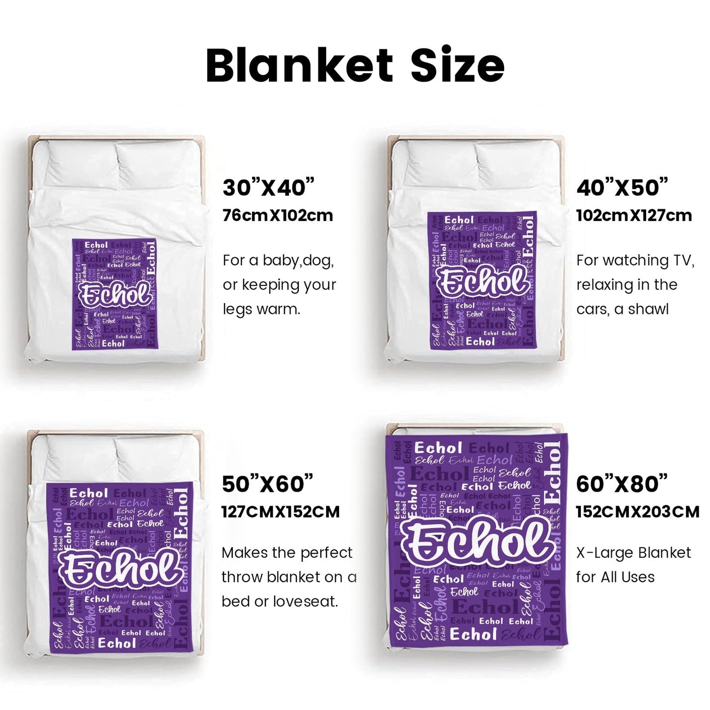 Custom Blanket with Name Personalized Blankets for Kids Adult Boys Girls Flannel Monogrammed Customized Blankets Throw (40''x50'')