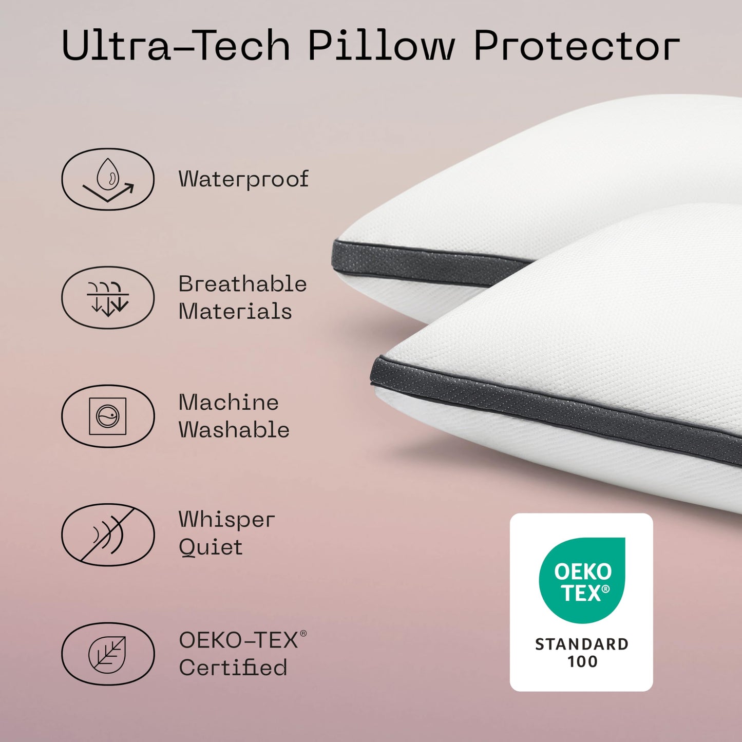 Coop Home Goods Ultra-Tech Pillow Protector, Waterproof, King Size Pillow Covers - Set of 2