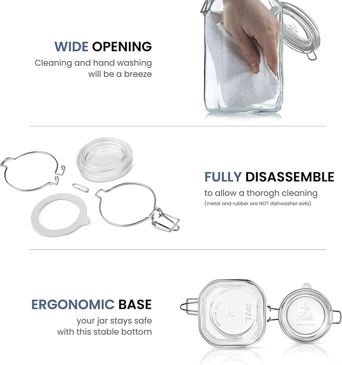 BORMIOLI ROCCO Square Fido Jar 0.75 Liter, 1 EA