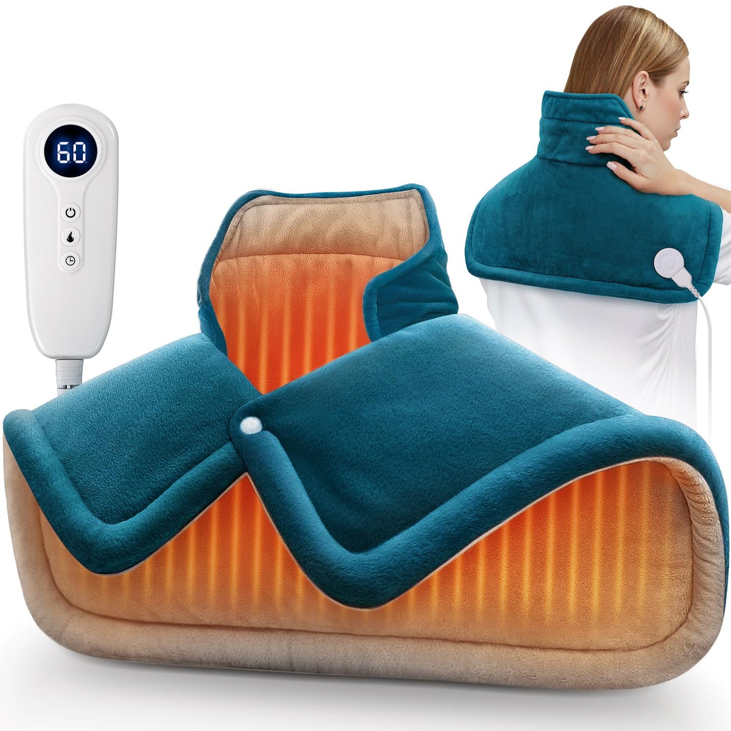 Heating Pad for Neck and Shoulder, 2lb Weighted Neck Heating Pad for Pain Relief, Fathers Day Birthday Christmas Gifts for Dad Men Women Mom, Dad Husband Gifts, 6 Heat Settings Auto-Off Home Office