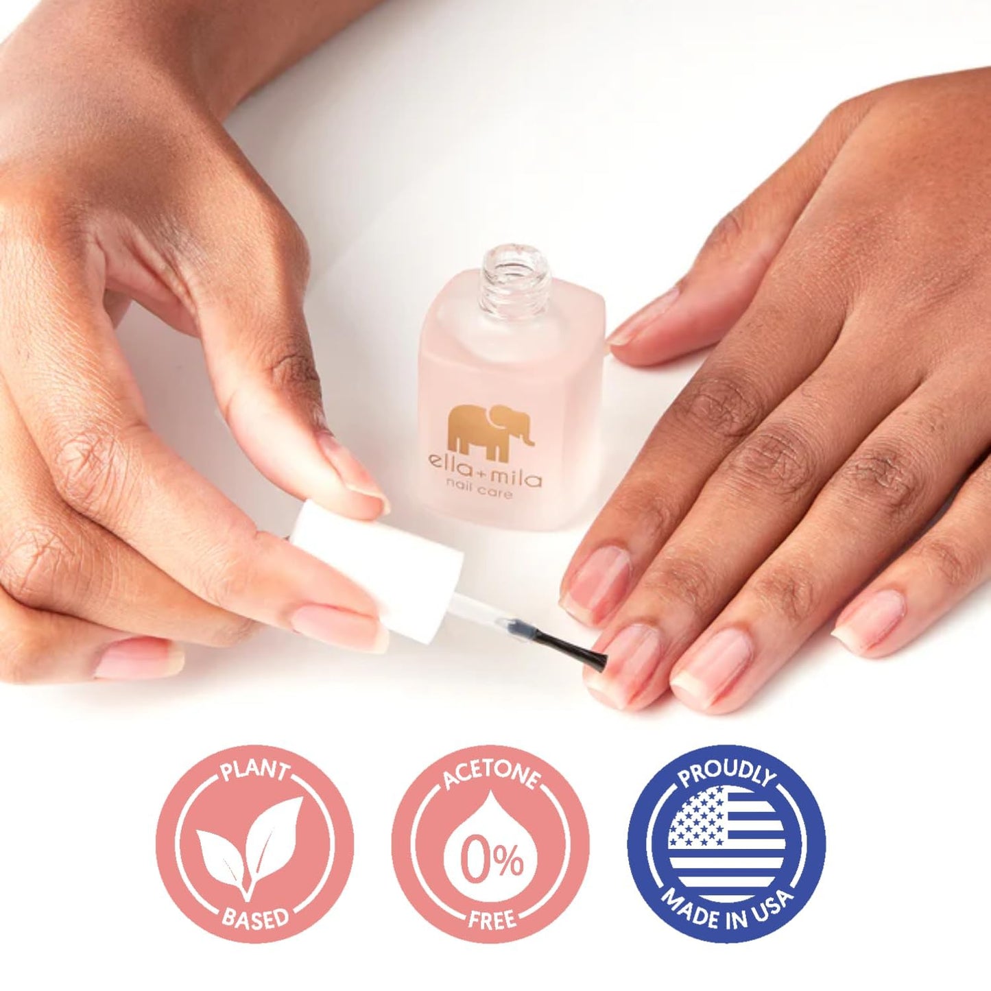 ella+mila "First Aid Kiss" Nail Strengthener and Growth Treatment - Nail Repair Solution & Growth Treatment for Thin, Brittle & Damaged Nails - Nail Hardener with Vitamin E (2-Pack)