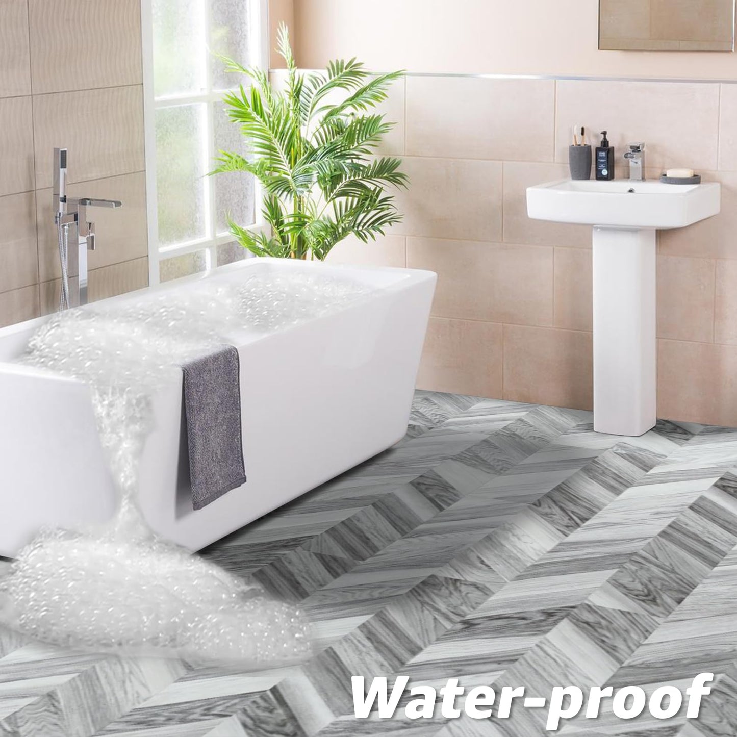 Art3d 18-Pack Interlocking Luxury Vinyl Flooring Tile for Kitchen Bathroom, 36 x 6 Inch Wood Floor Plank for Wear-Resistant, Waterproof, Anti-Slip, Reusable, Dublin Dawn Ash