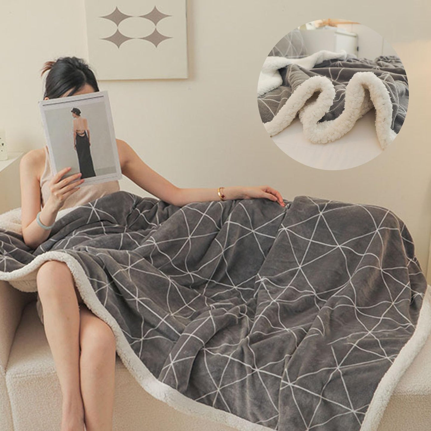 PAJEO Sherpa Fleece Throw Blanket for Couch - Thick and Warm Bed Blanket Dual Sided,Soft Fuzzy Plush Throw Blanket,Throw Size 40x60 Inches