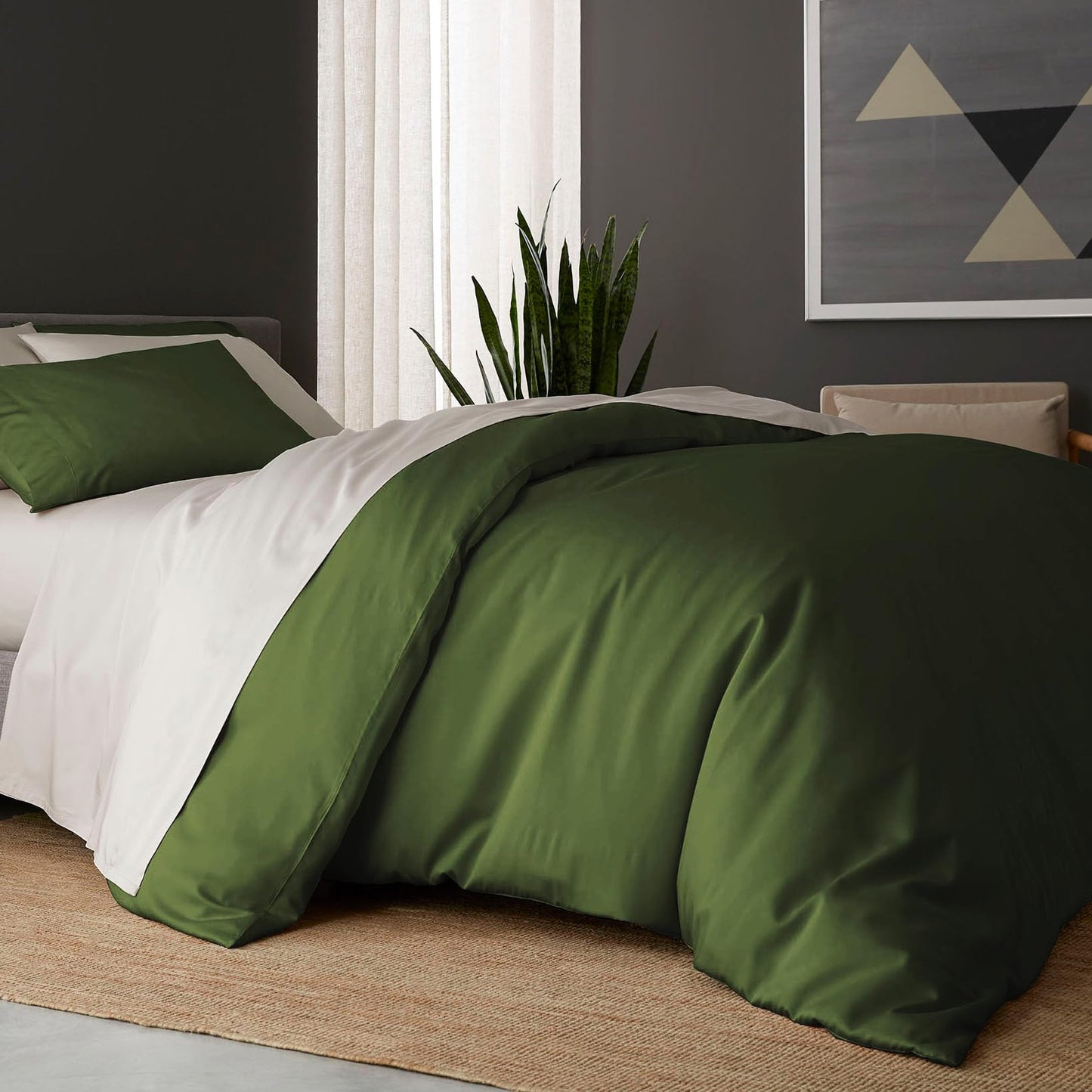 DOZ Duvet Cover Set, 100% Viscose derived from Bamboo, Organically Grown, Buttery Soft, Cooling Duvet Covers, High GSM, 1 Duvet Cover and 2 Pillowcases, 90"x90" (Forest, Full/Queen)