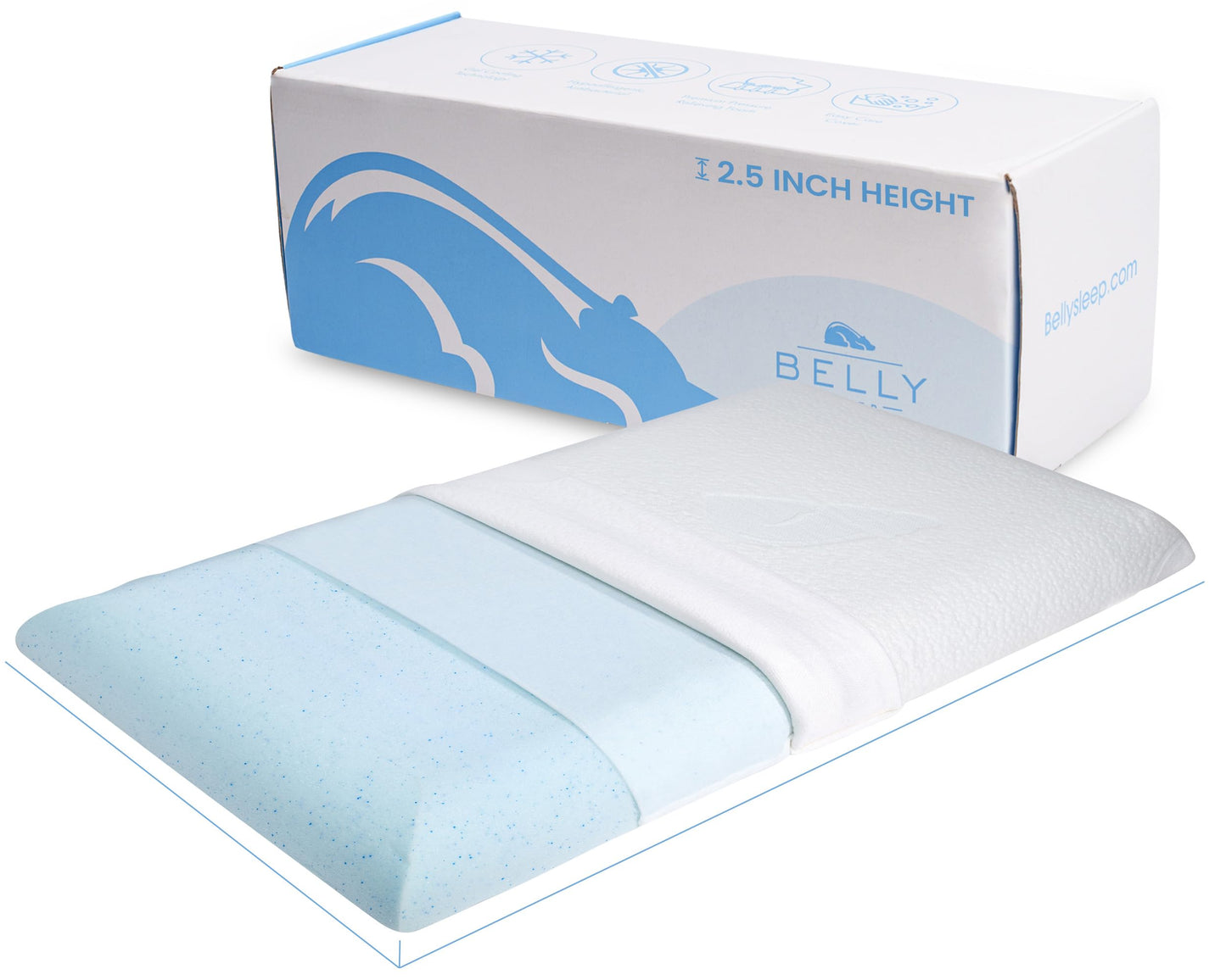 Pillow for Stomach Sleeper – Cooling Gel Memory Foam Cushion with Moisture-Wicking Cover – Cool Gentle Ultra Thin Pillow for Sleeping – Slim Flat Pillows for Sleeping Thin Ultimate Comfort - 28"x16"