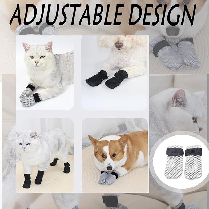 4 Pcs Cat Scratch Cover for Nursing Rehabilitation Boots Adjustable Bath Bath Gloves,to Prevent Scratching Suitable for Bathing, Feeding and Nail Trimming of Cats
