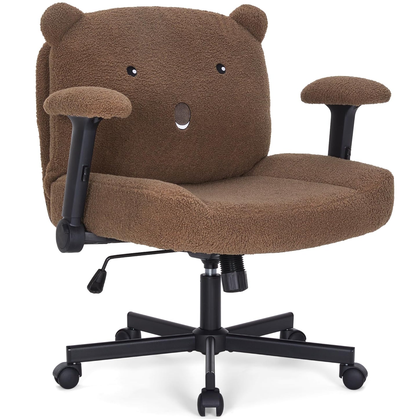 Sunchen Criss Cross Chair with Wheels and Arms, Cross Legged Office Chair with Wide Seat, Adjustable Cute Comfy Desk Chairs for Home Office, Bedroom, Vanity, Brown