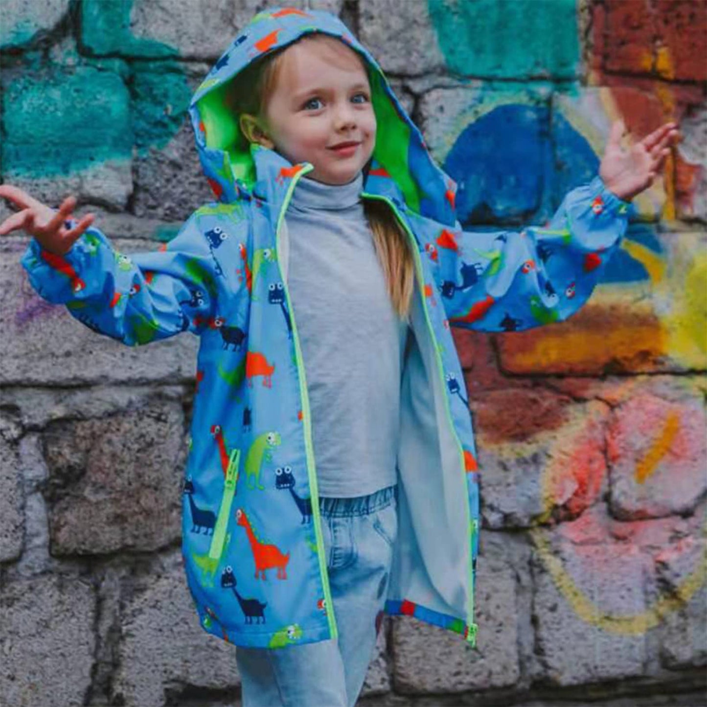 HZXVic Toddler Boys Raincoat Waterproof,Lightweight Kids Rain Poncho Jacket Windbreaker Outwear Coat,Blue 2T