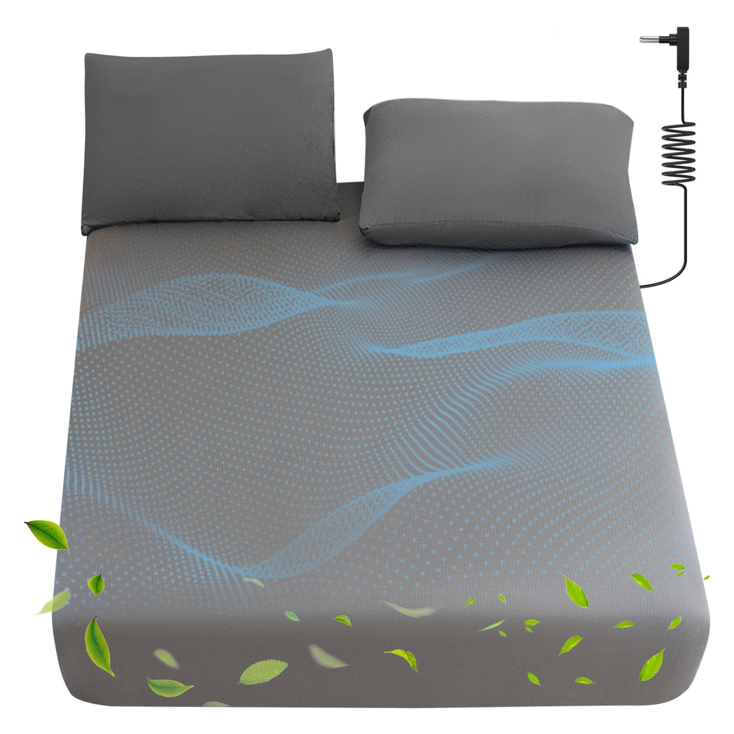 Jessrydo Grounding Sheets Queen Size 90% Organic Cotton + 10% Pure Silver 16" Deep Pocket Fitted Sheet Earth Connecting Grounded Bed Sheet for Improved Sleep & Wellness (Gray, Queen)