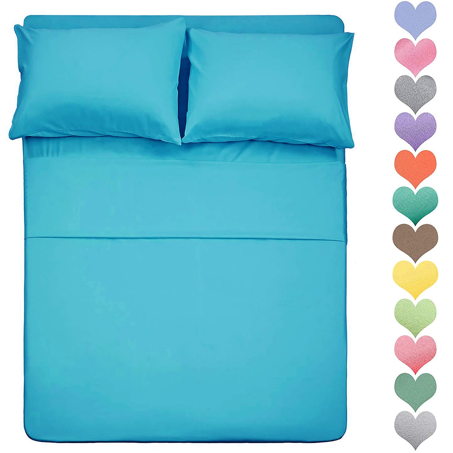 Best Season Queen Size Sheet Set 3 Piece 400 Thread Count Cotton (Turquoise Color) - 100% Long Staple Cotton Sheets Set, Soft Cotton Bed Sheets Sets with Deep Pocket fit Upto 16inch