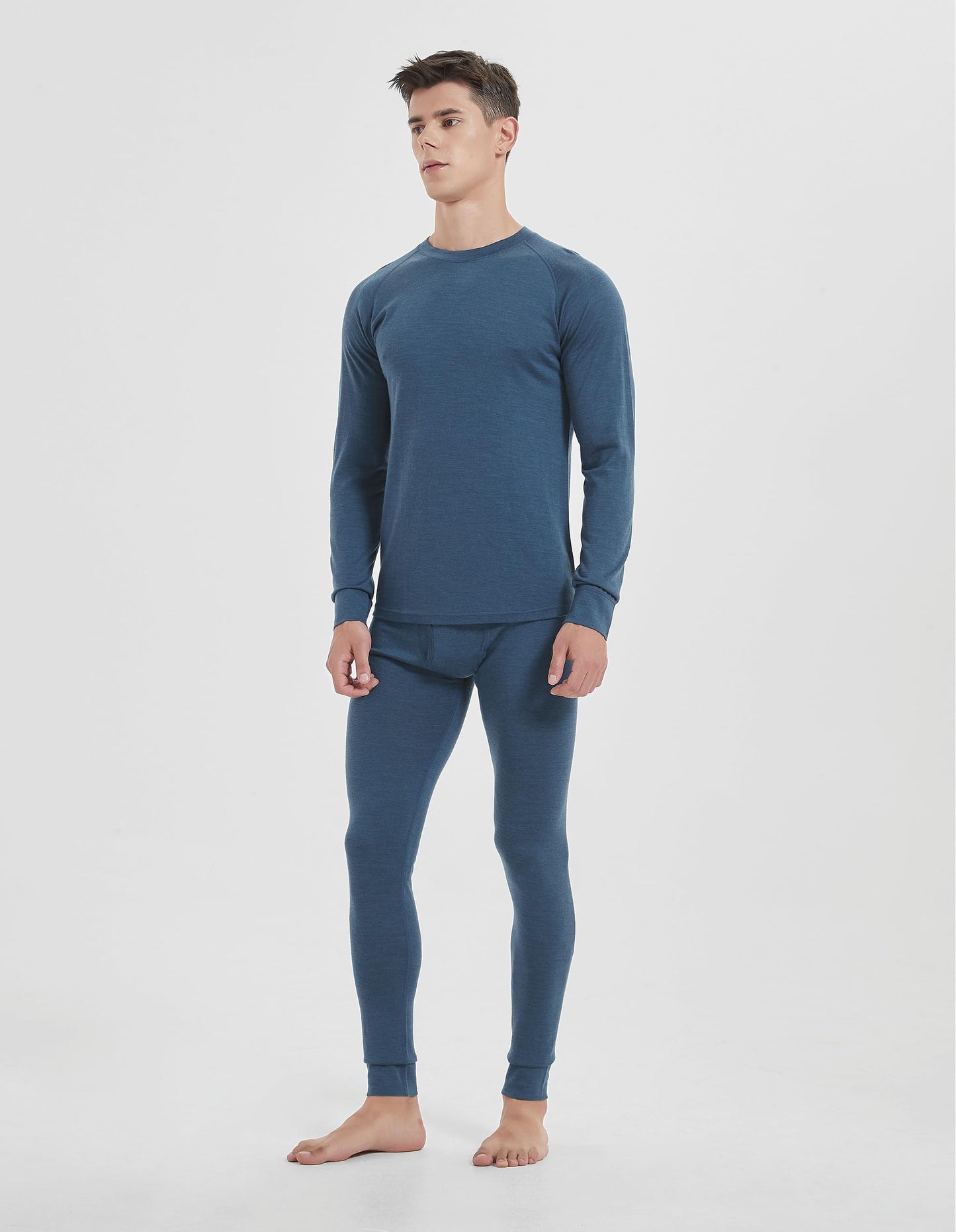 Iguana Mens 100% Merino Wool Base Layer Sets for Ski Lightweight Thermal Underwear Pewter Small