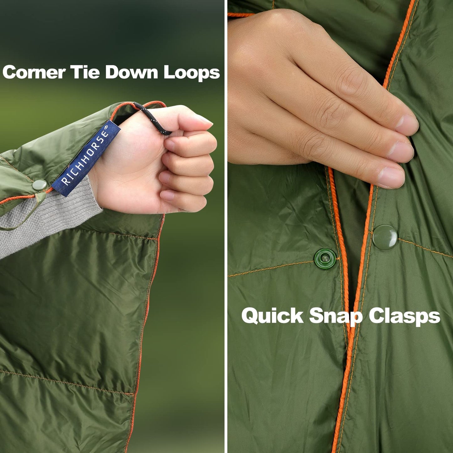 RICHHORSE Down Camping Blanket - Camp Blanket, Lightweight, Packable, Puffy, Wearable, Water Resistant, Backpacking Quilt for Outdoor Camping, Travel and Hiking