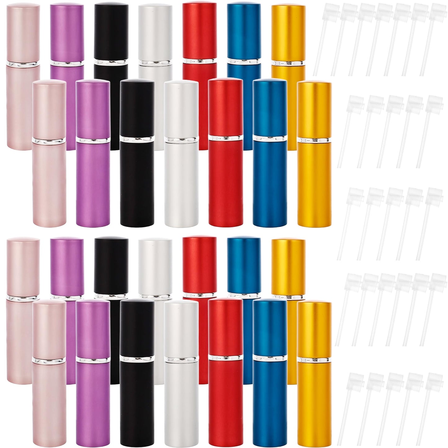 28 Pcs 5 ml Atomizer Perfume Bottles Mini Perfume Atomizers Portable Travel Refillable Spray Perfume Bottles with 28 Pcs Refill Pump Dispenser Transfer Tool for Outgoing Travel